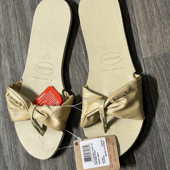 Havaianas Size 9/10 NWT St. Tropez Classic Sandals Sand Grey Beige Neutral Thong - Picture 4 of 7